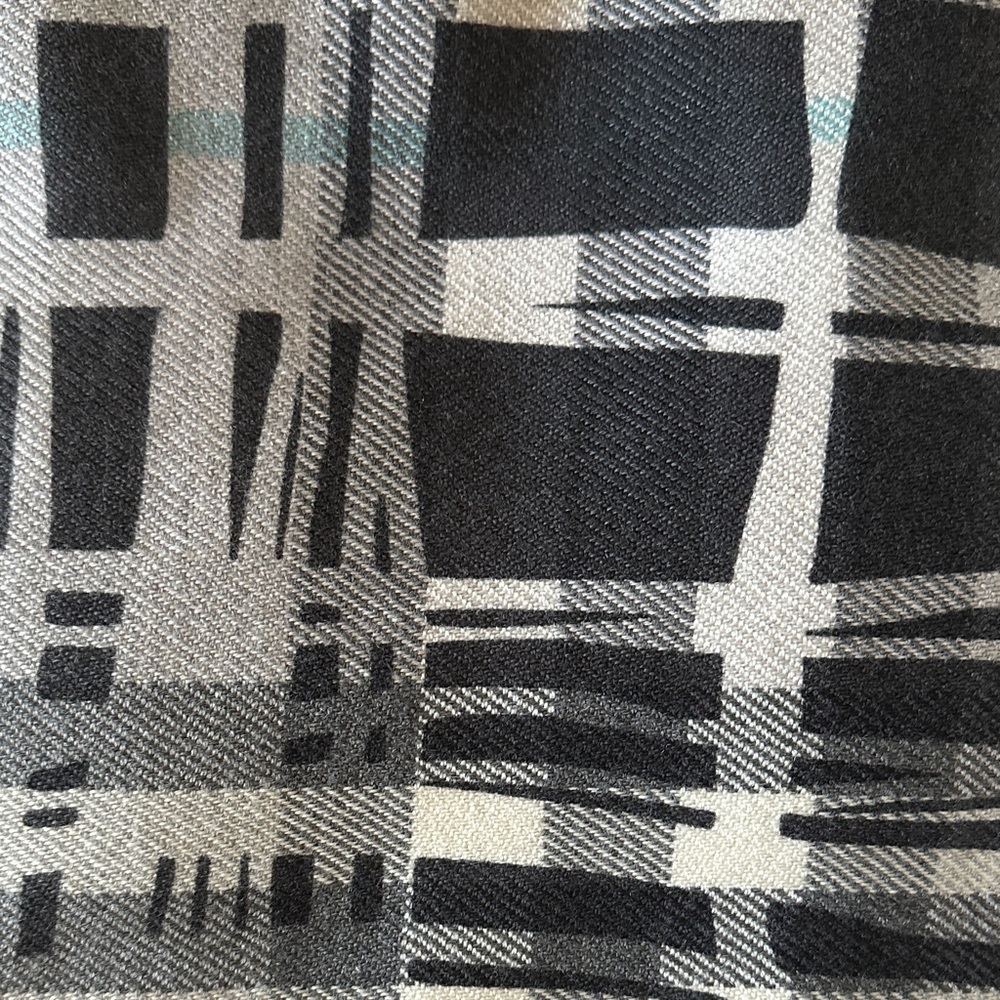 Burberry Deconstructed Plaid Gray and Teal Plaid Scarf Y2K - Picture 5 of 5